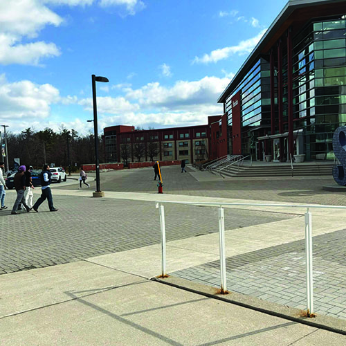 The front of campus is the busiest outside area with several cars and outside elements like the wind. I wanted to capture the busy yet open feeling of the area using sound.