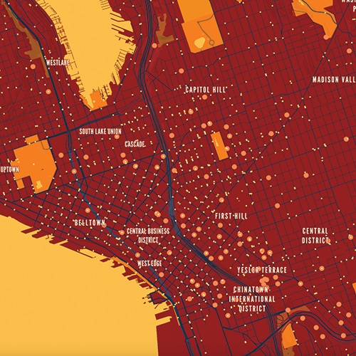 Another bivariate map of Seattle, but made for fires vs alarms.