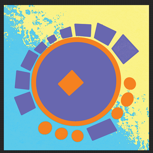 I counted out my most important friends in real life and on social media, making a purple square for each online friend and an orange circle for each real life friend. I added an orange square in the middle to represent myself in both social media and reality.